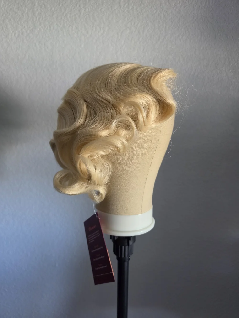 Short Blonde Curly Wig Finger Wave Synthetic Hair for Women 1920s Halloween Cosp